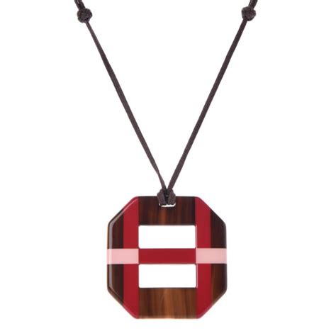 hermes opus octogonal pendant rouge carmin rose boudoir horn necklace